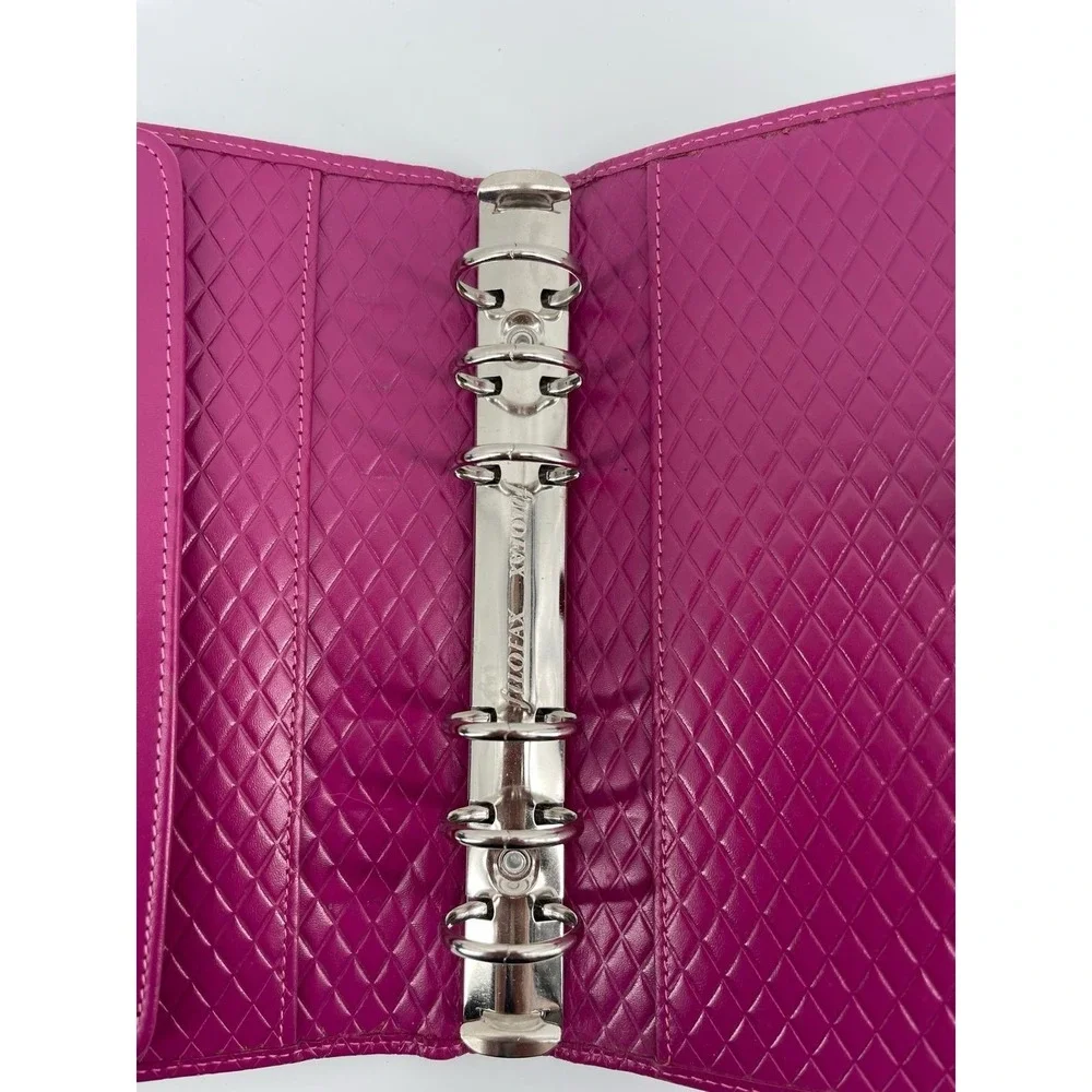 Filofax Personal Adelphi Deluxe Pink Leather Planner Organizer Binder Snap